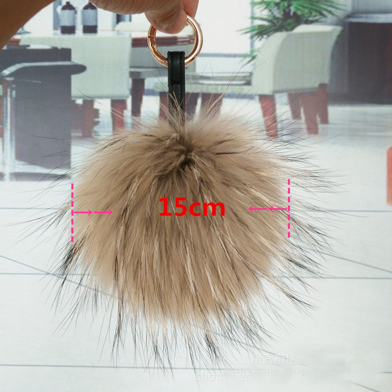1PCS Real Raccoon Fur Pom Pom Ball for Mobile Strap Bag