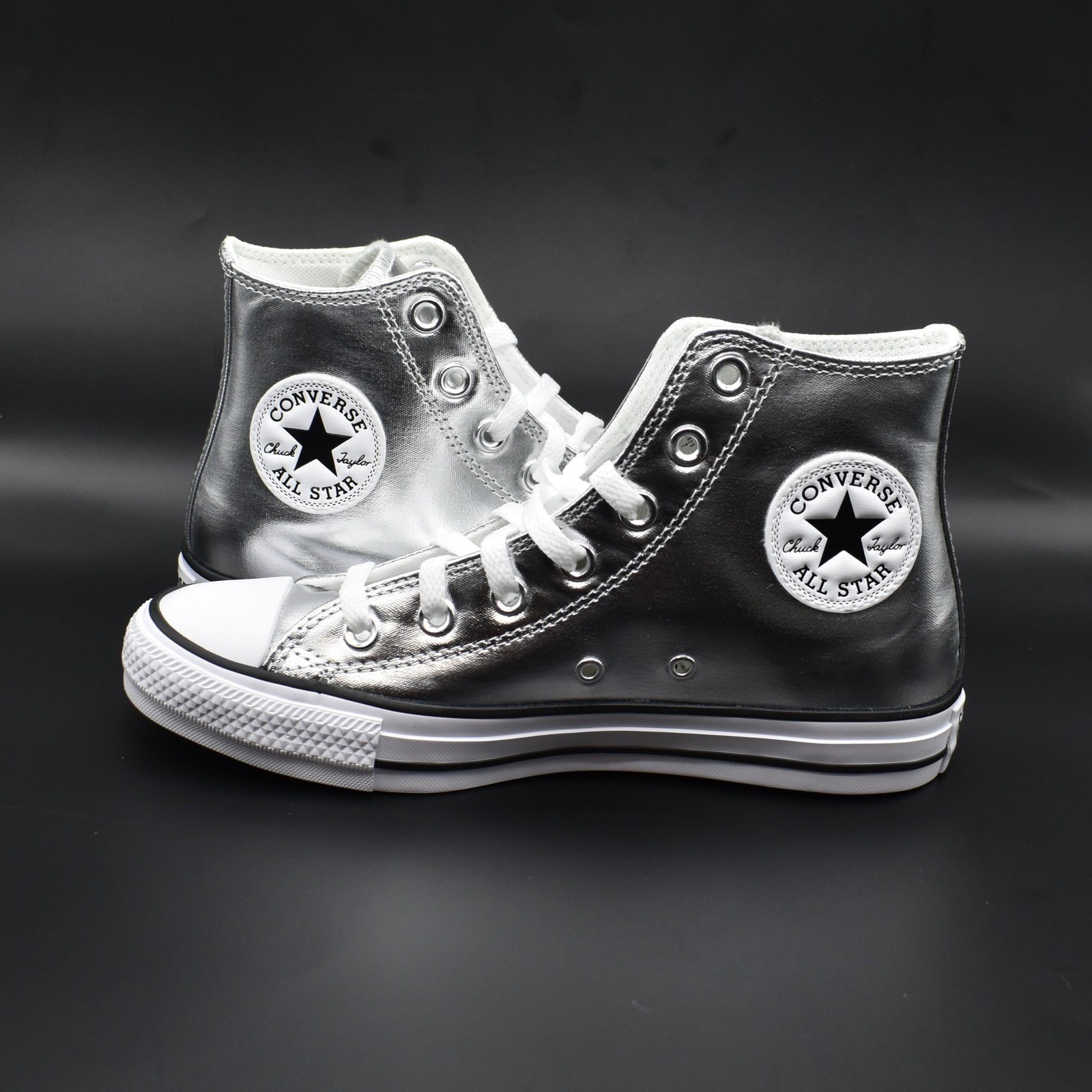 Converse Chuck Taylor All Star Hi Sneakers Metallic Silver W8 M6 NEW A14875C NIB