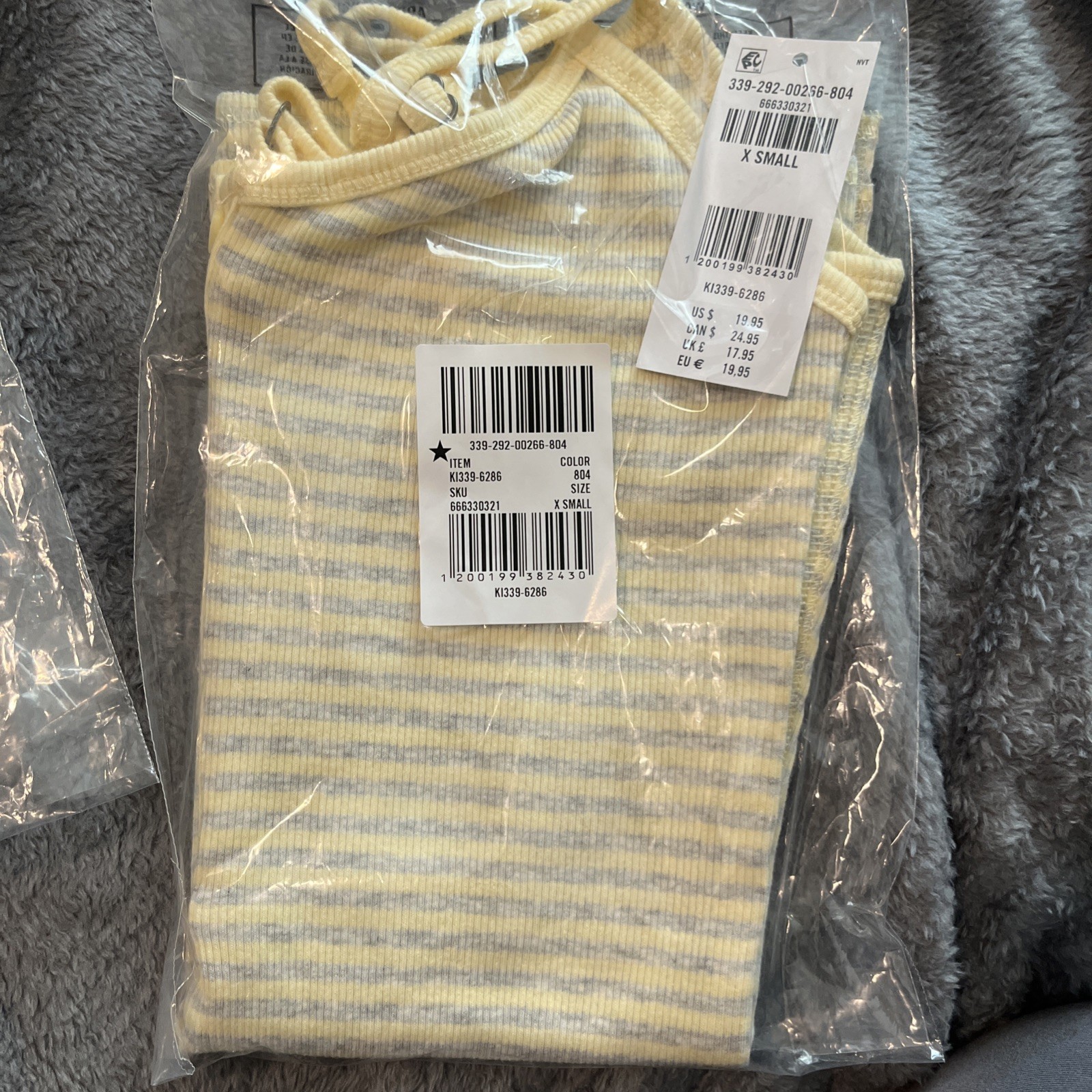 Hollister Henley Cami Yellow Stripe X SMALL