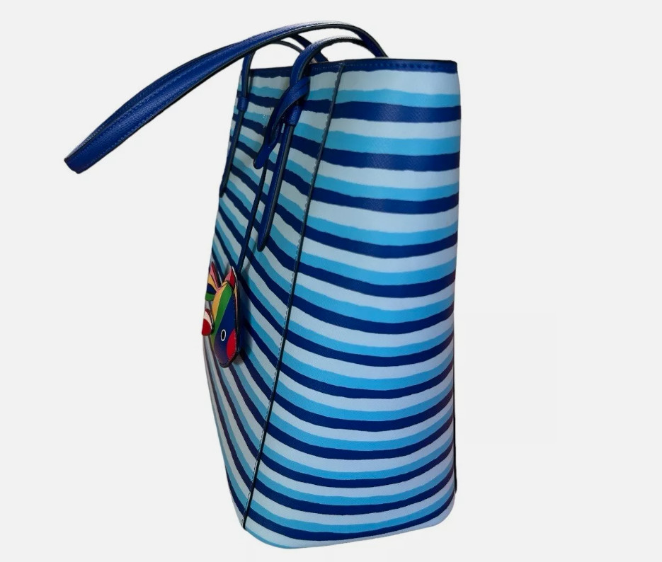 Kate Spade Schuyler Wave Stripe Fish Medium Tote In Blue Multi
