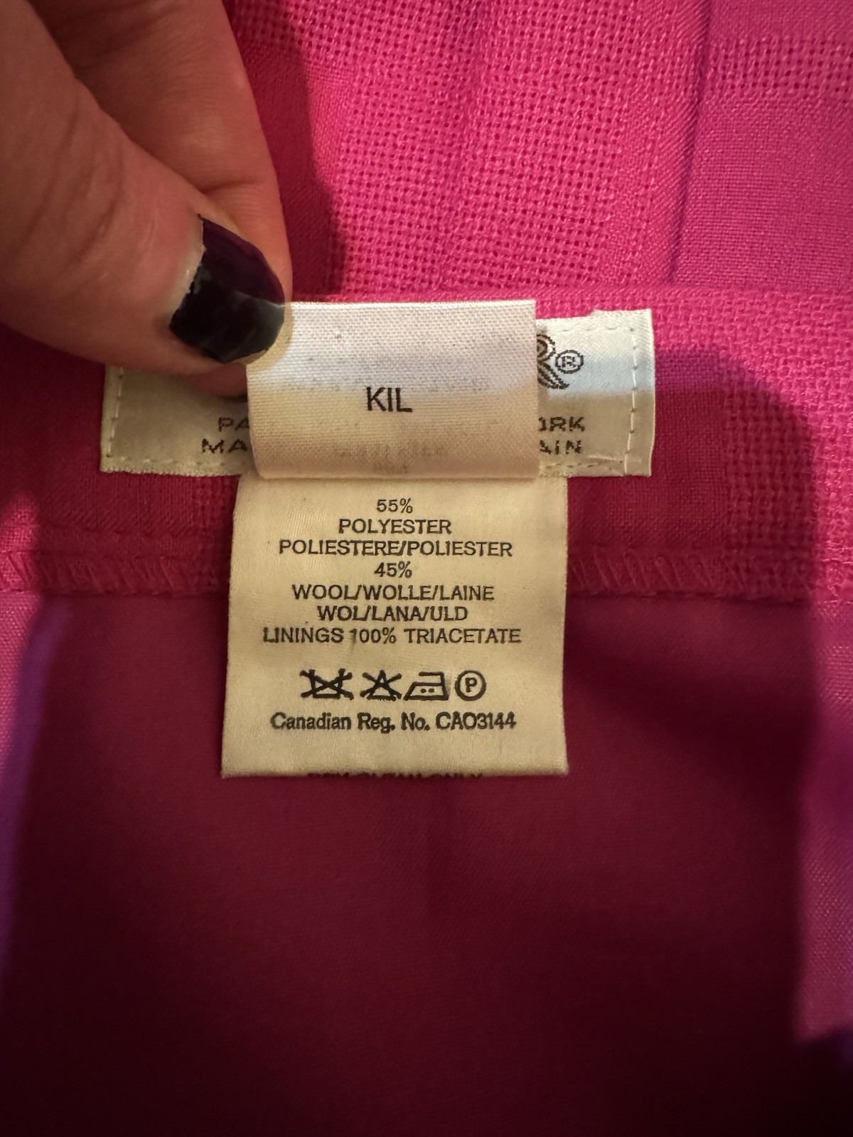 Retro Y2K Jaeger Fuchsia Wool Blend Pleated Midi Skirt, Size 24″ Waist XS Mint