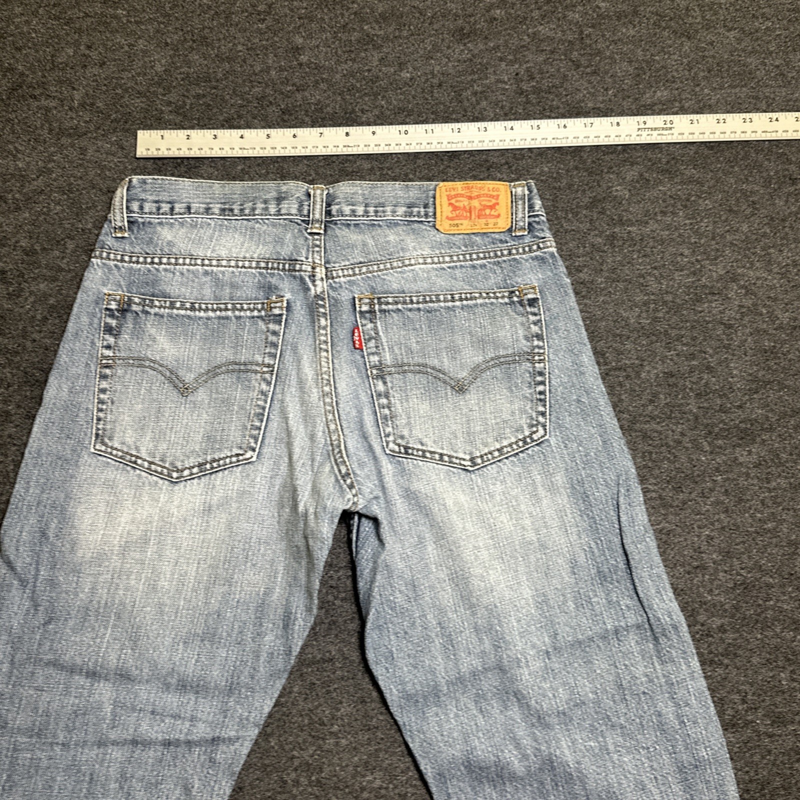 # 78 Levis 505 Regular Fit Jeans Mens 12 Husky Blue Denim Straight Leg 32×27