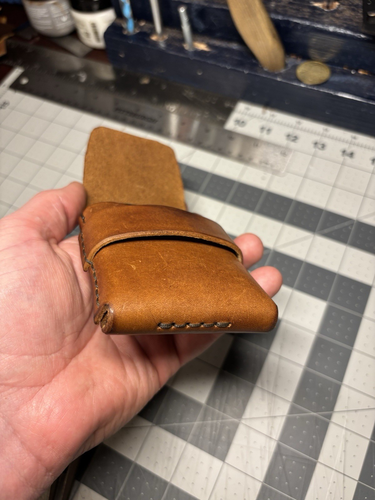 Handmade Leather Vertical Pocket Flap Wallet – Slim & Durable