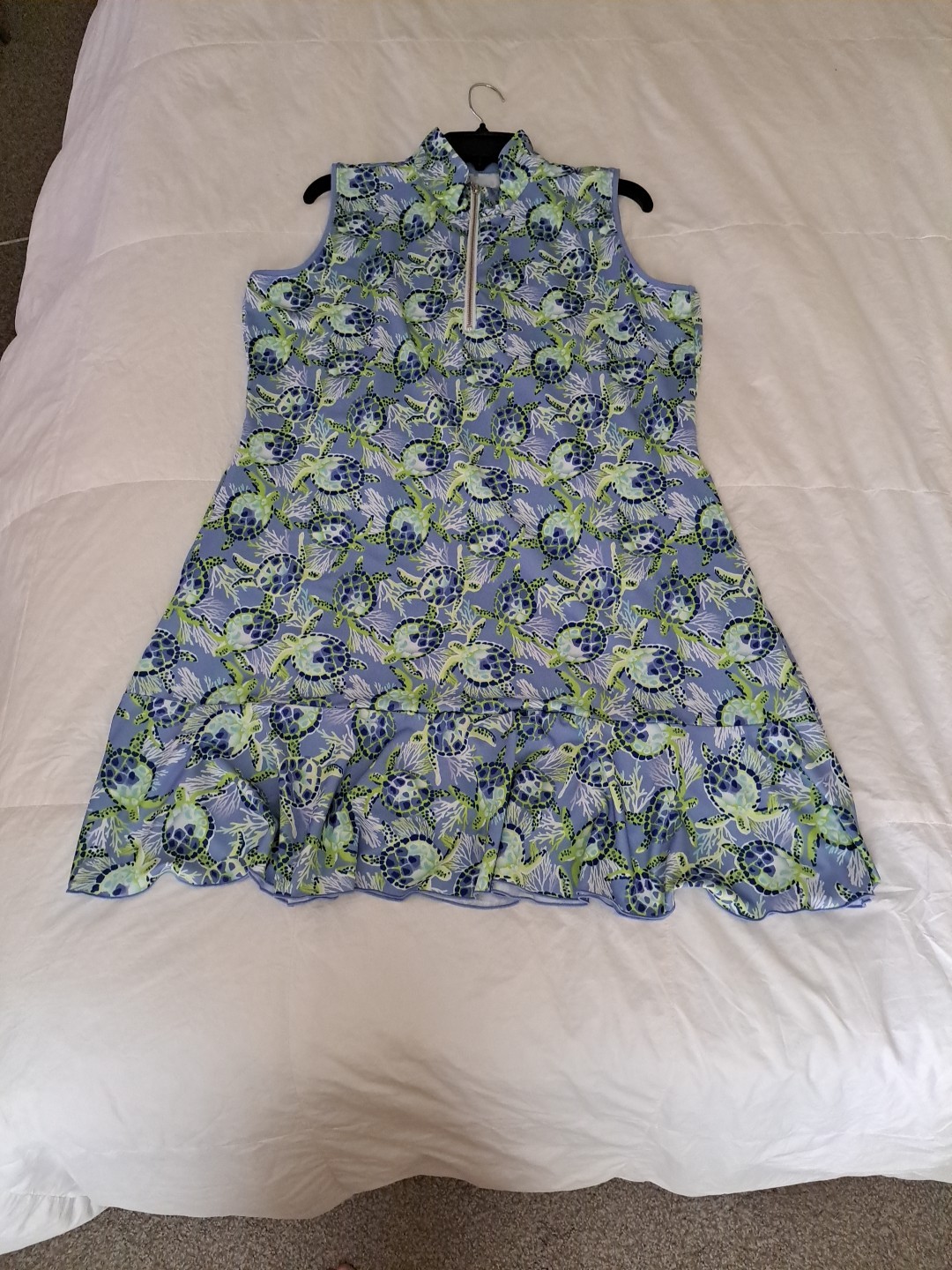 Ana Claire Lexi Dress Turtles XL Blue Green Excellent Condition Returns Accepted
