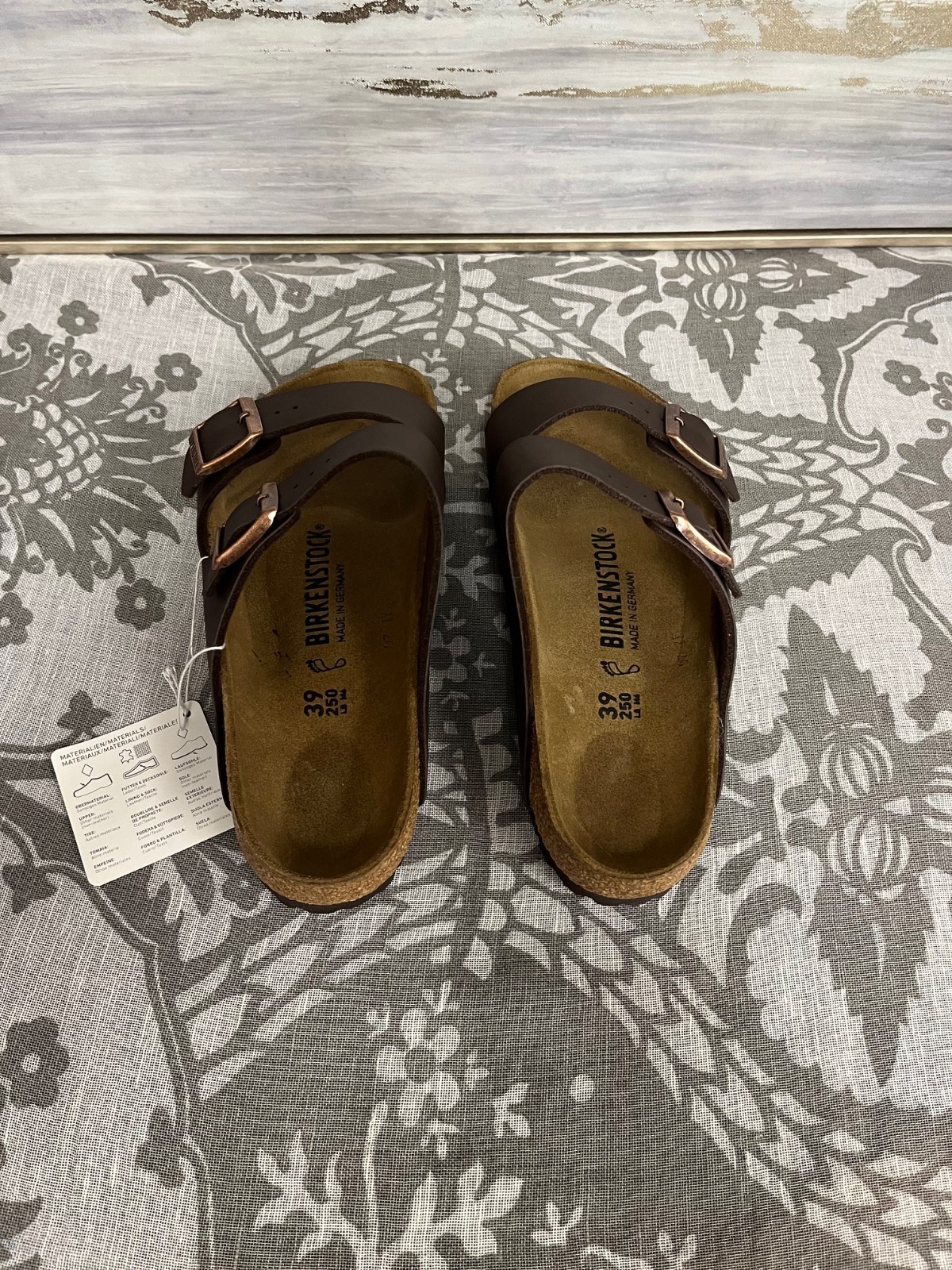 Birkenstock Arizona BS Leather Sandals Dark Brown EU Size 39