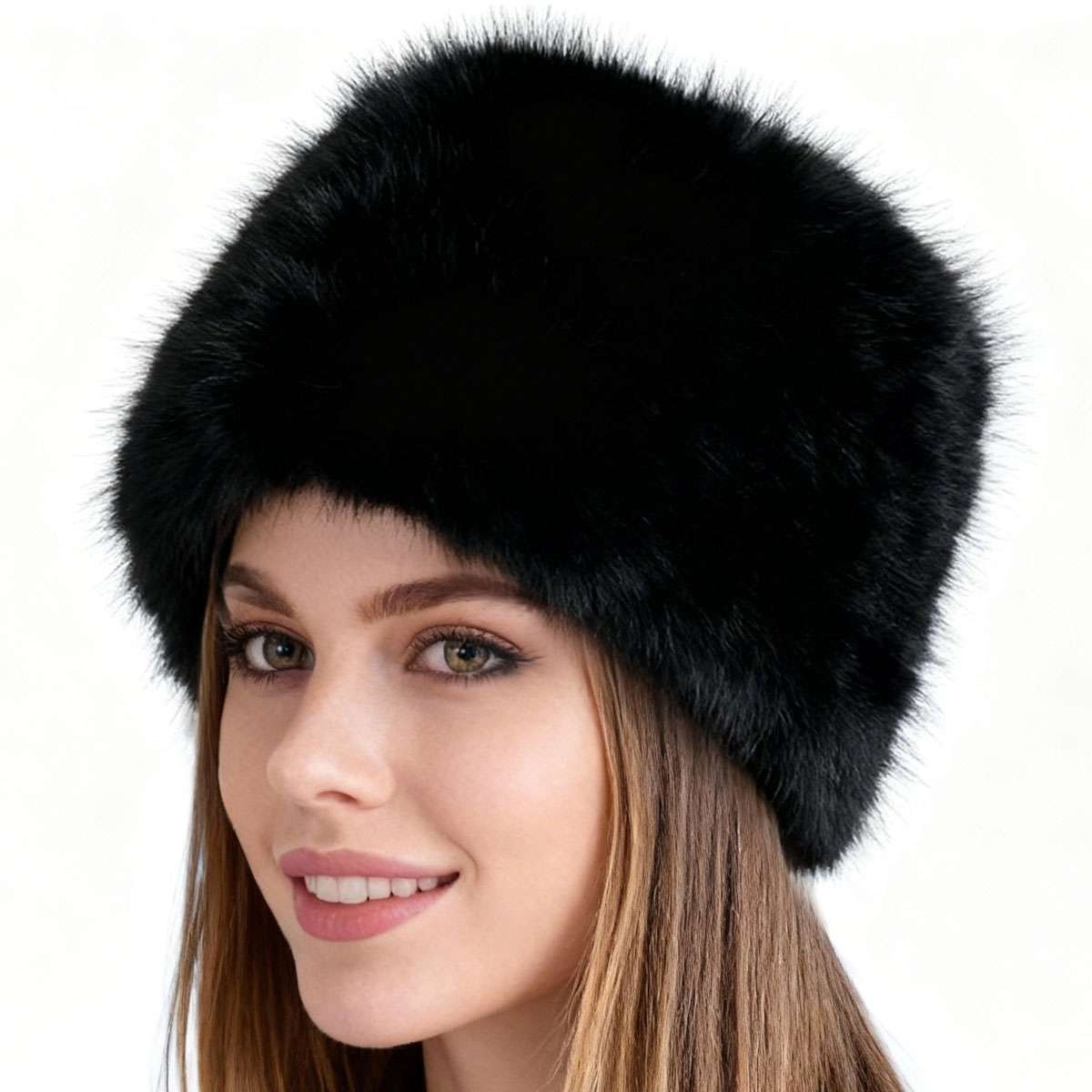 Women’s Fuzzy Bucket Hat Russian Winter Fluffy Furry Plush Faux Fur Hats Cap new