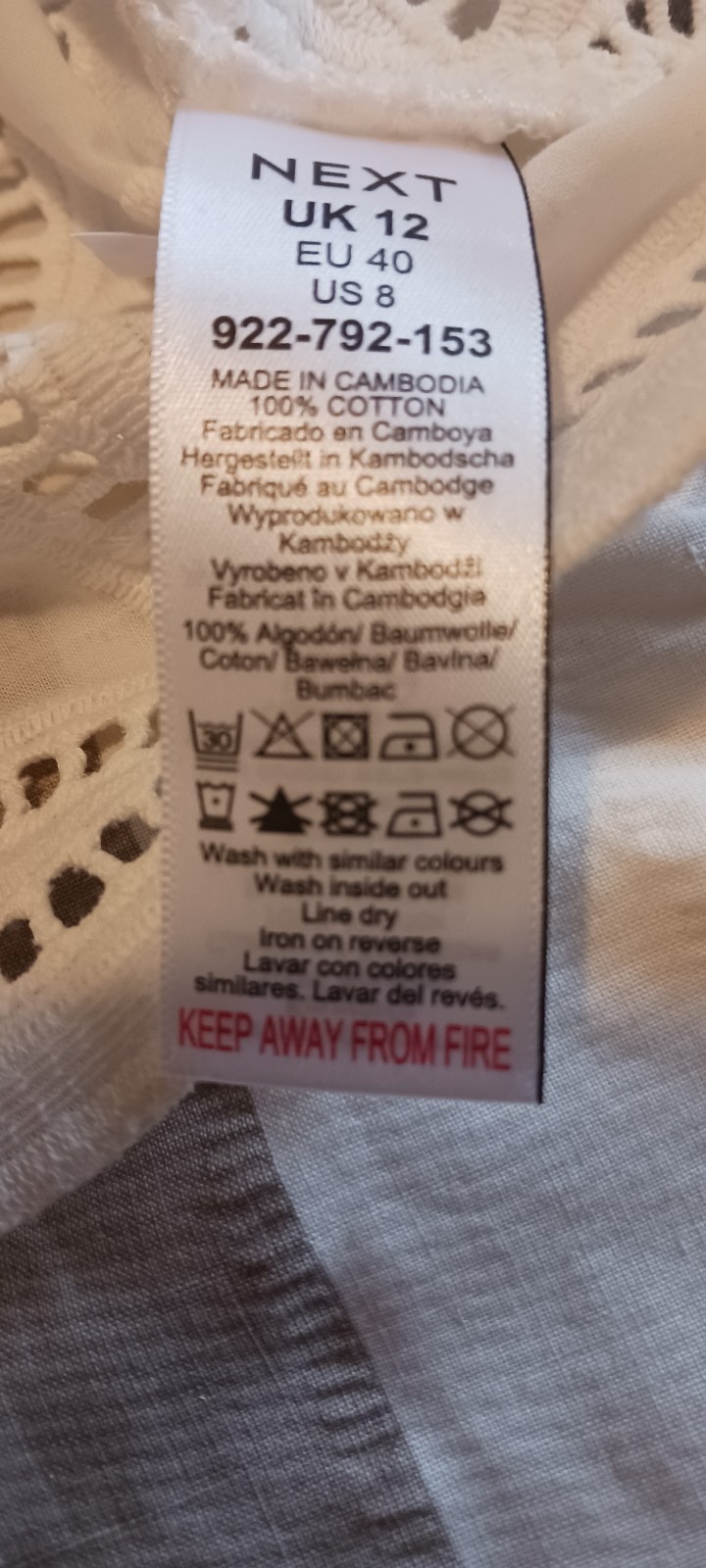 Next White embroidered 100% Cotton Ladies Top size 12 better cotton RRP £42