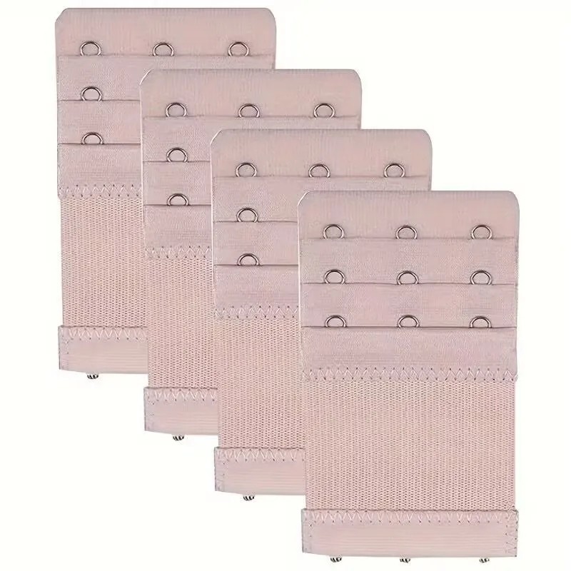 4 Pieces 3-Hook Bra Strap Extender; Comfortable and Adjustable Bra Strap Clip