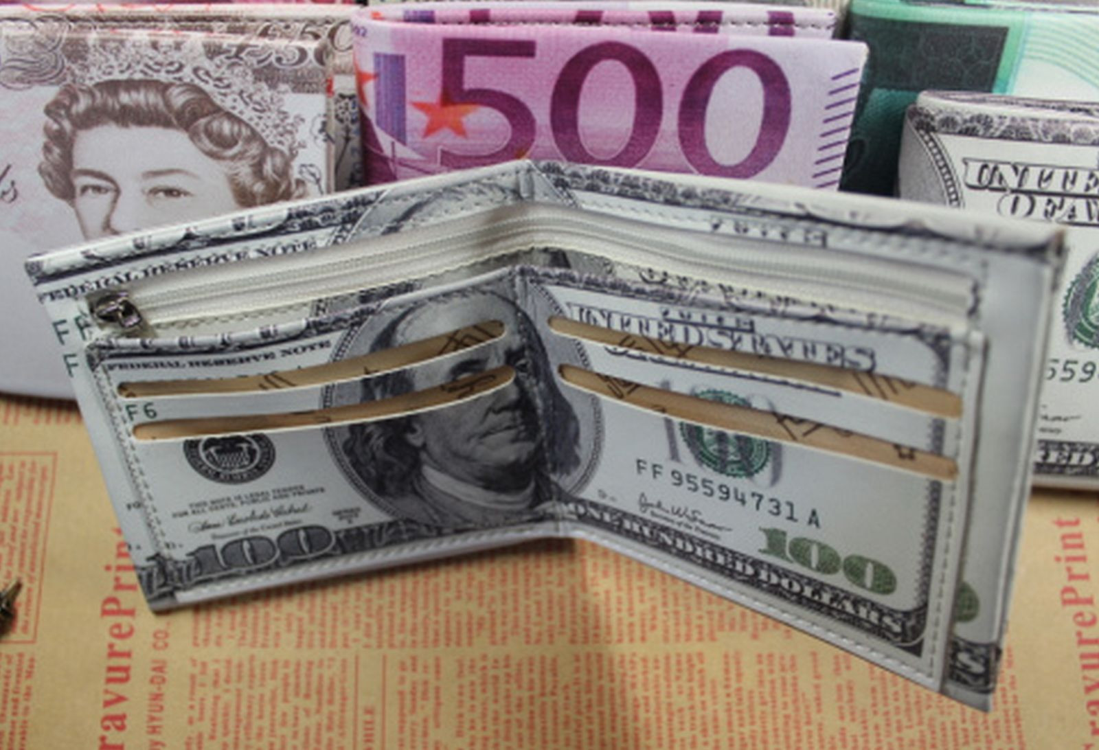 Dollar Money Bill PU Leather Card holder Case Bag Men Wallet Novelty Gift Bifold