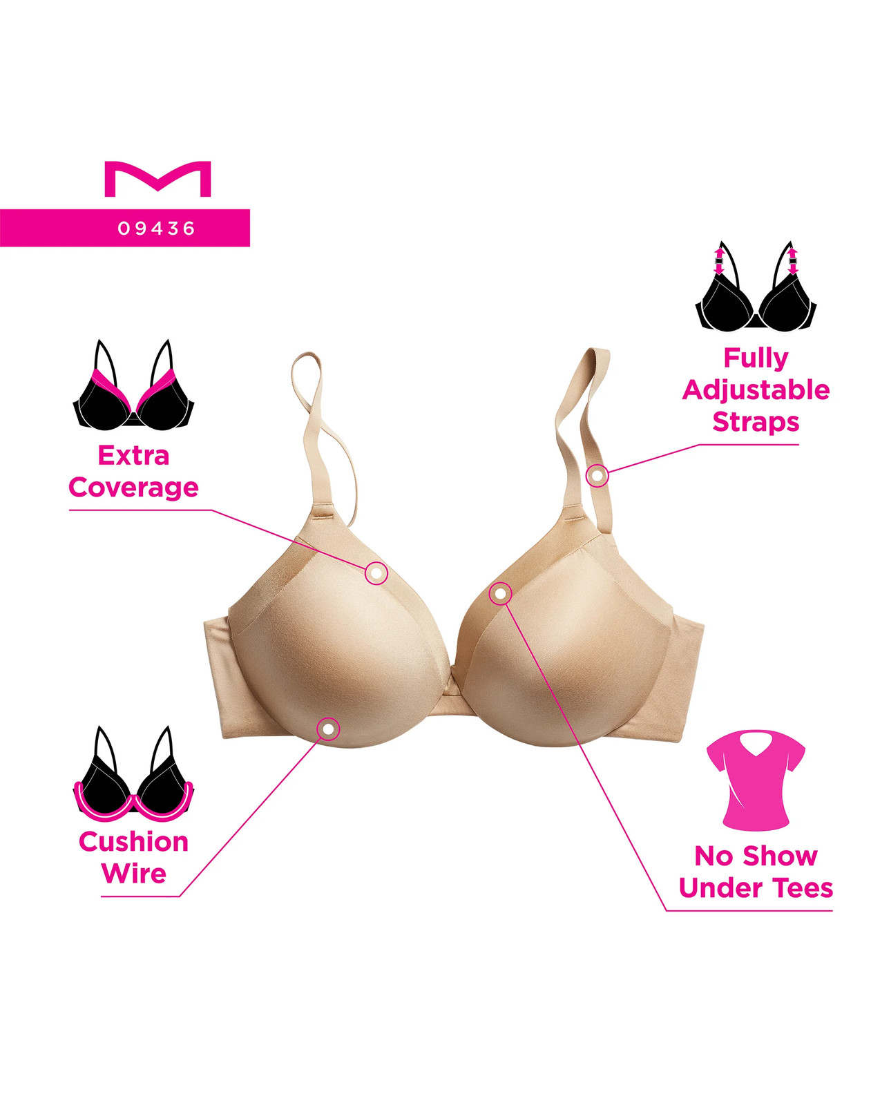 Maidenform Cushioned Underwire Bra, Comfort Devotion, Full Coverage,