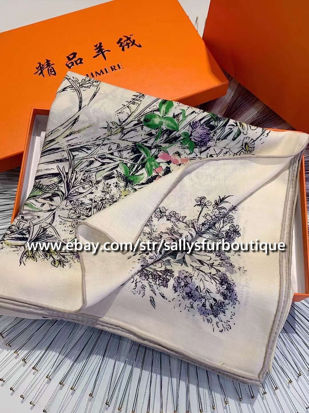 Sallys 75% Cashmere 25% silk Wrap Scarf Dragonfly Print Double Face Shawl 53″