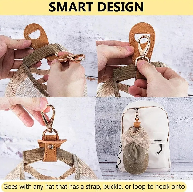 1pcs Leather Travel Hat Clip Buckle Holder Hands-Free Strap for Hats & Gloves