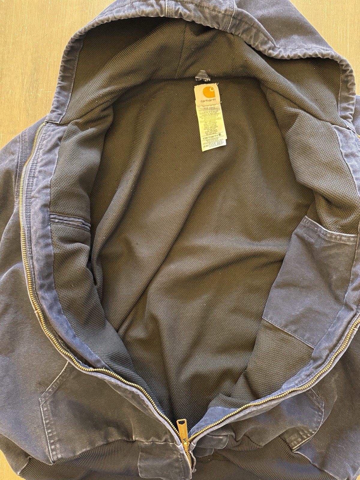 VTG Carhartt Jacket Mens XL Blue J25 Sandstone Gorpcore Workwear Hoodie Full Zip