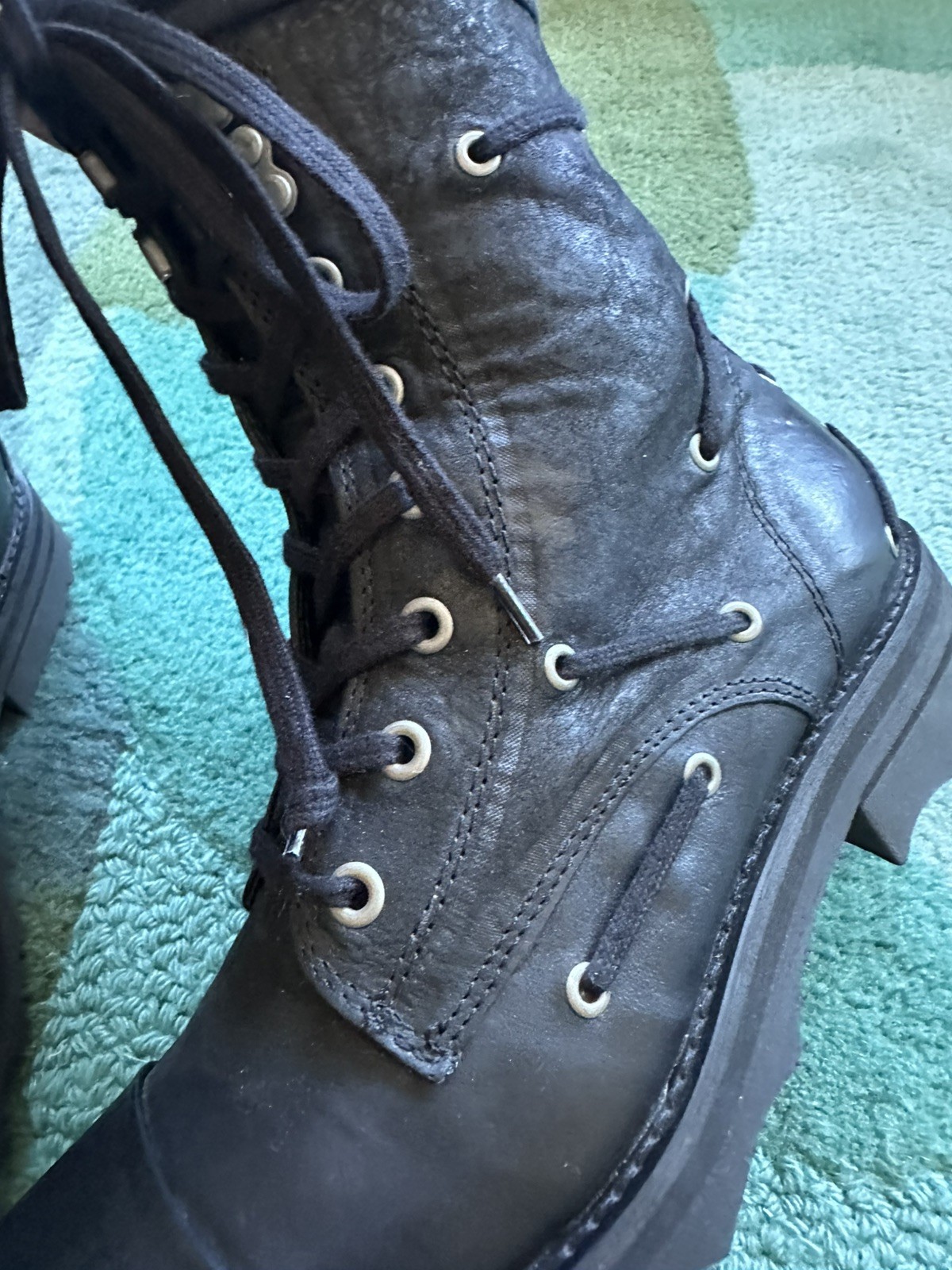 Fluevog NEARLY NEW Carlton MK1 Donohue black lace-up boot w/ lace detail W8/M6