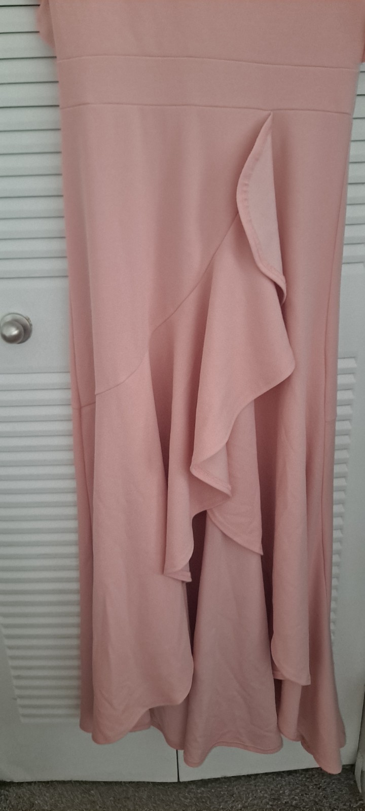 MIUSOL Pink Solid V-Neck Flutter Sleeve Ruffle Wide-Leg Zip Jumpsuit M