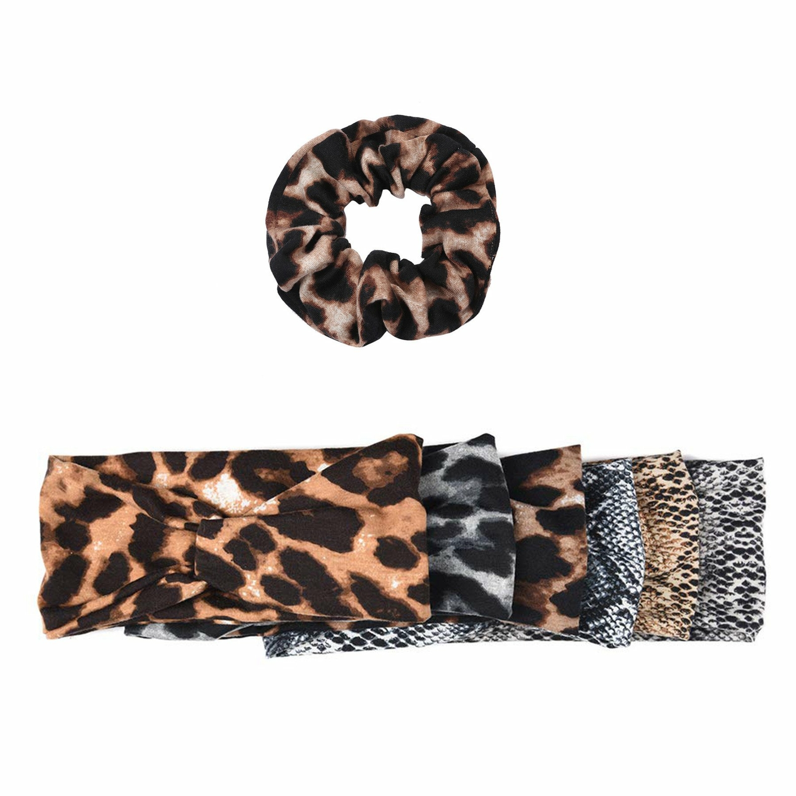 6pcs Womens Boho Leopard Twist Knotted Turban Headband Wide Hair Band Headwrap