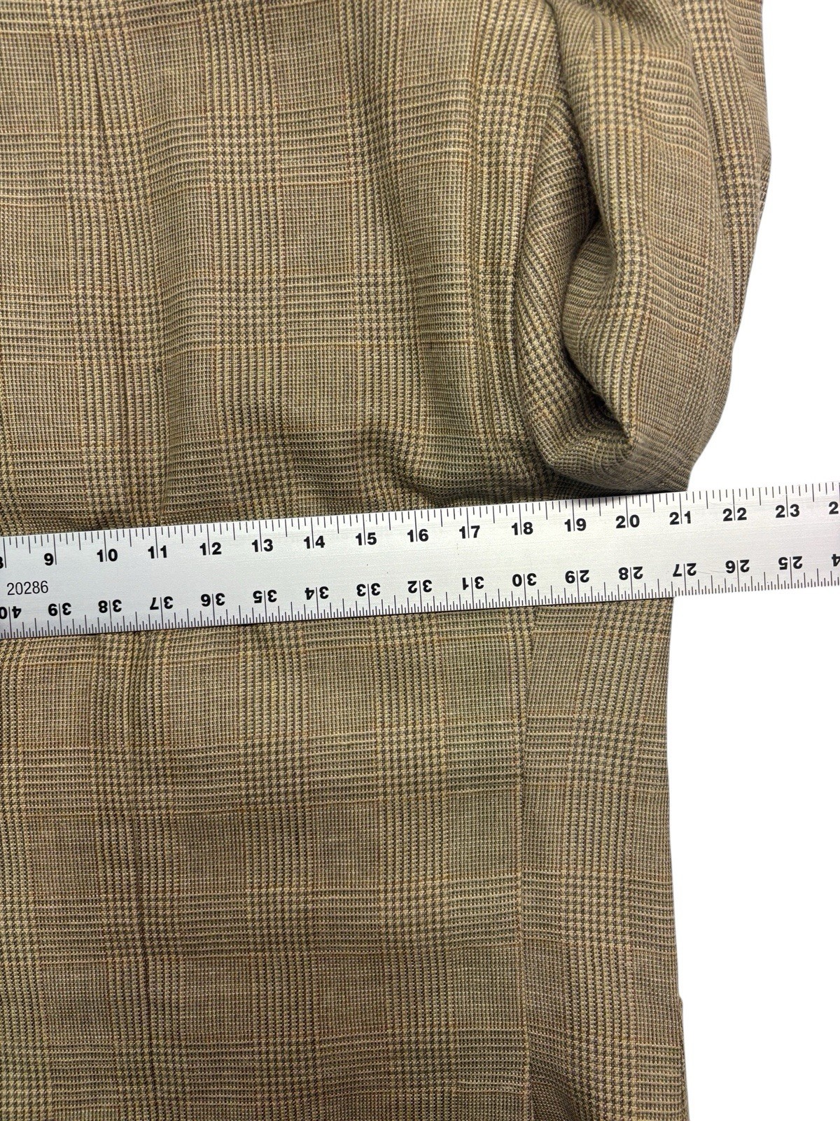 Byron British Style 50R USA 40R Tan Glen Plaid Blazer Jacket Silk Linen Wool