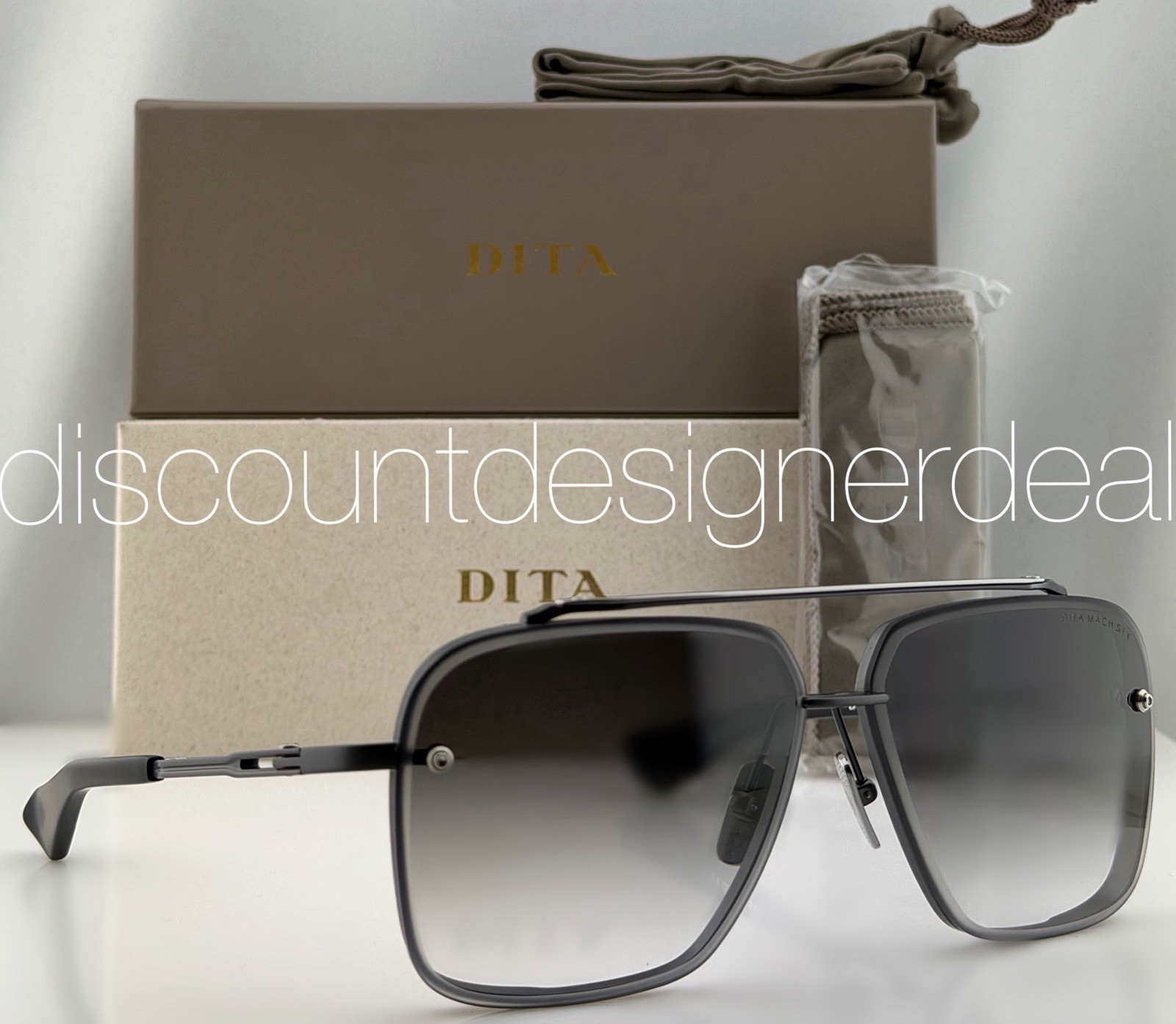 DITA Mach-Six Sunglasses DTS121-62-06 Matte Black Silver Gray Gradient 62mm NEW