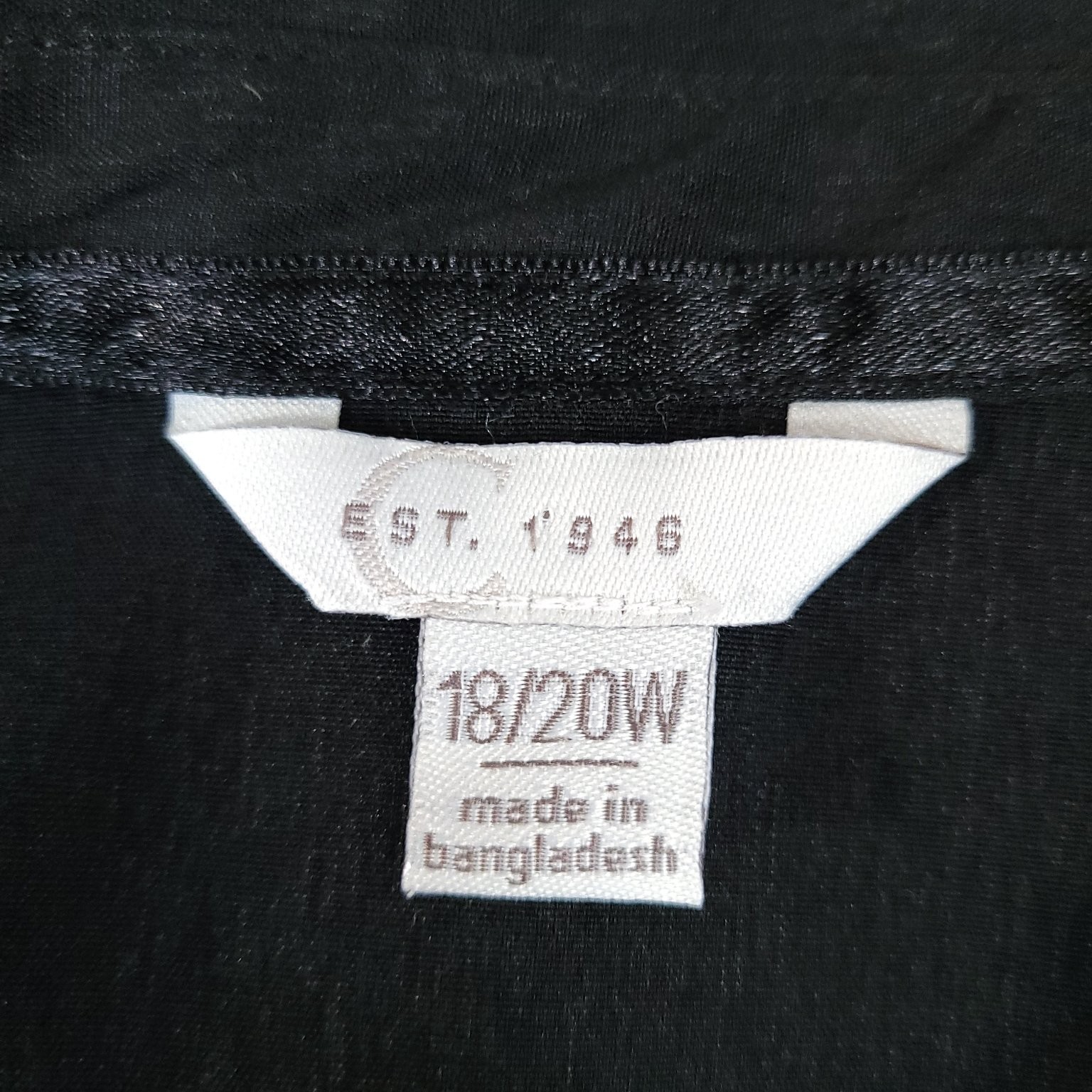 Cato Top Women’s Black 18/20W Polyester Spandex Bell Sleeve Blouse