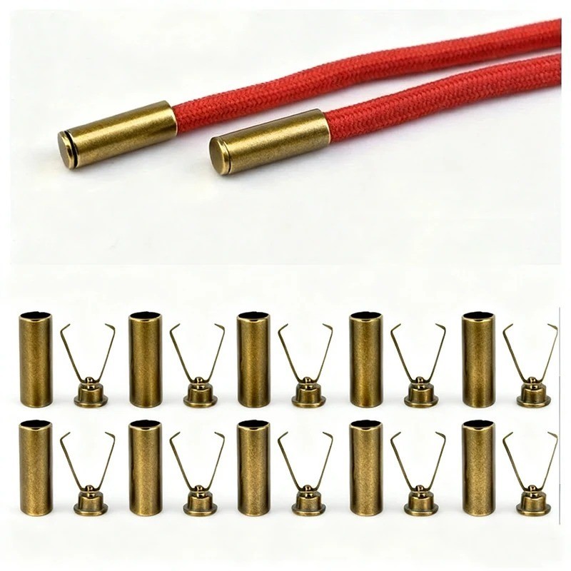 10pcs Metal Cord Locks Aglets Shoelace Tips Hoodie Drawstring Buckles DIY UK