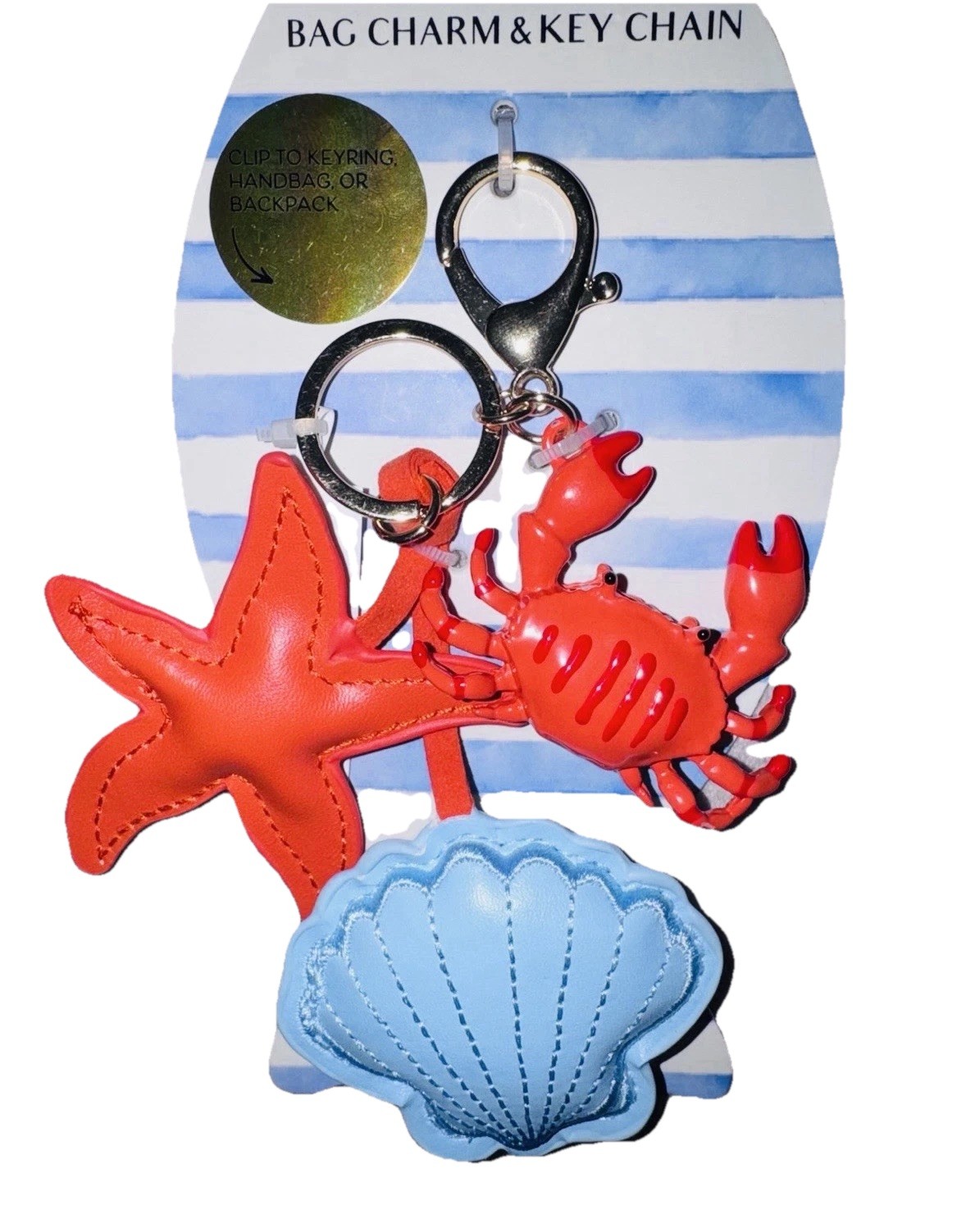 🐚🦀 Piper K Coastal Themed Bag Charm / Keychain