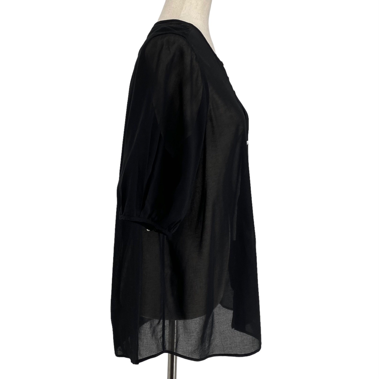 Jussara Lee Slow Fashion Black Sheer Blouse OS Minimalist Sustainable Quality