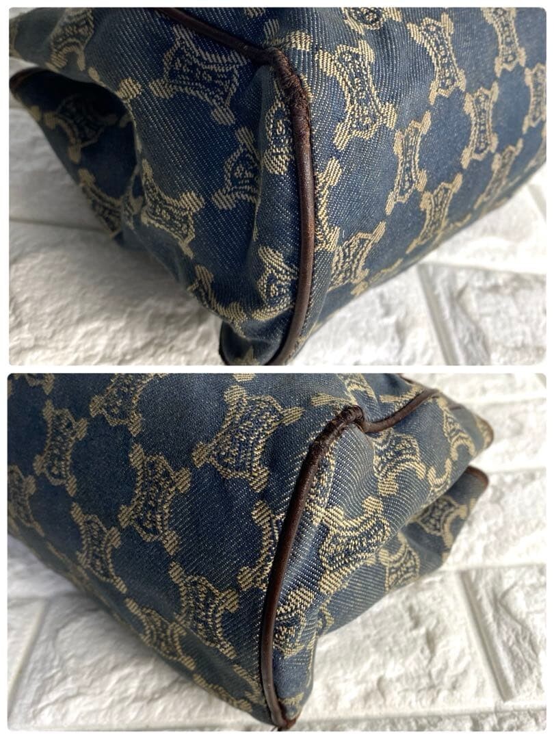 CELINE Mini handbag Paris Macadam Denim Triomphe Vintage Auth From Japan