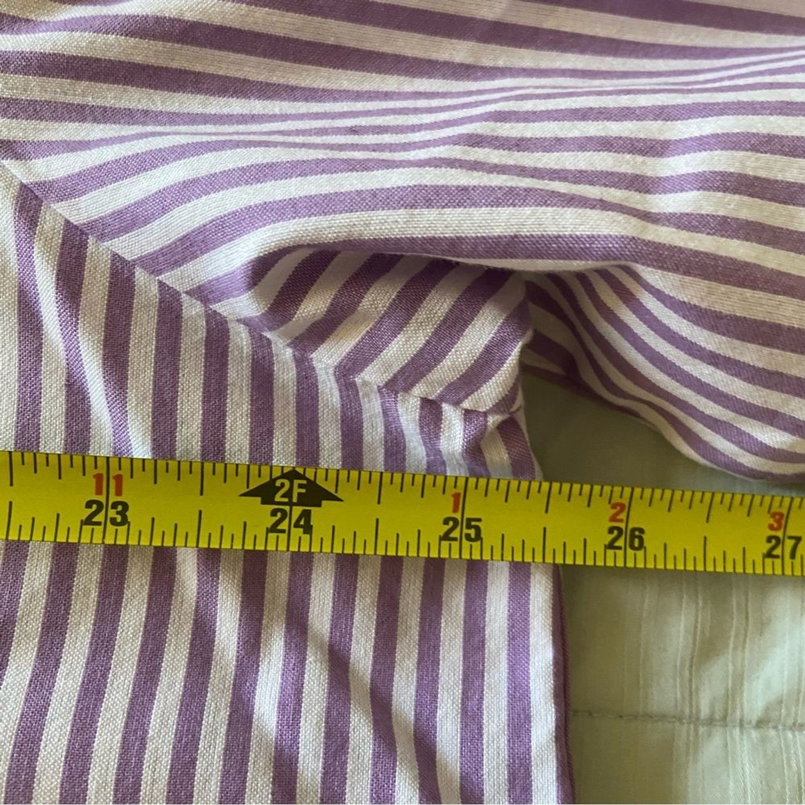 Blair Cat Pinstriped Shirt 3/4 Sleeve Oversized XL Lavender Kitty Leaves Teacher