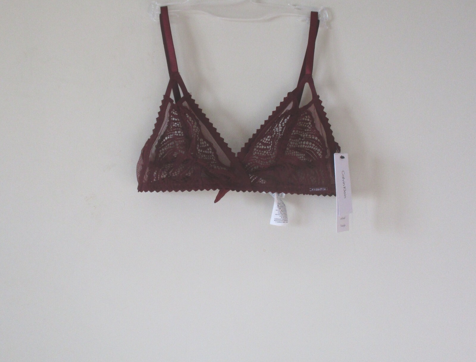 Calvin Klein Siren Lace Triangle Bralette QF4913 Black S, M MSRP $38.00 NWT