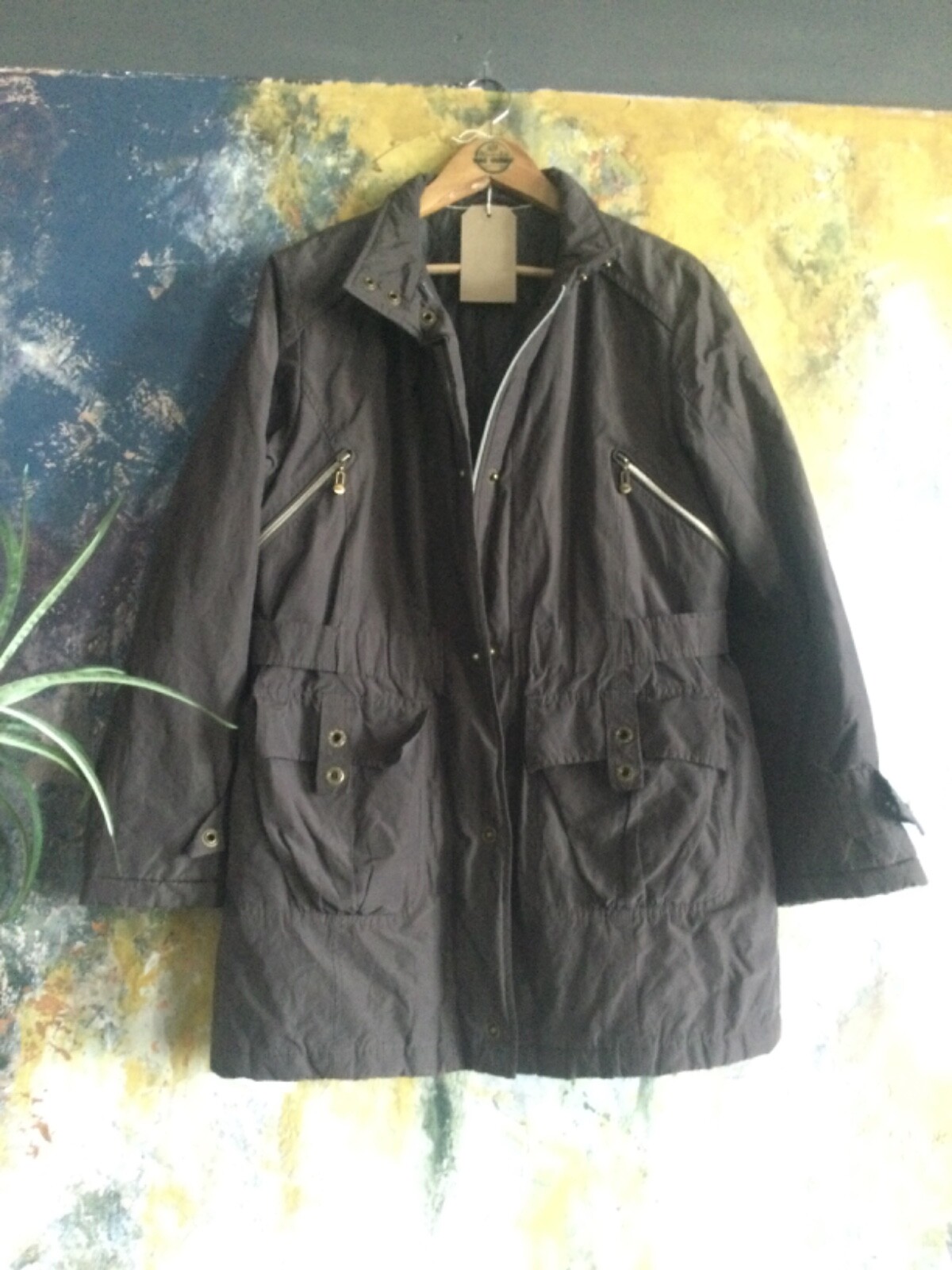 WOMEN COAT SIZE 14 BROWN QUILTED PARKER ANORAK GERMAN DESIGNER VGC WORN ON FILM!