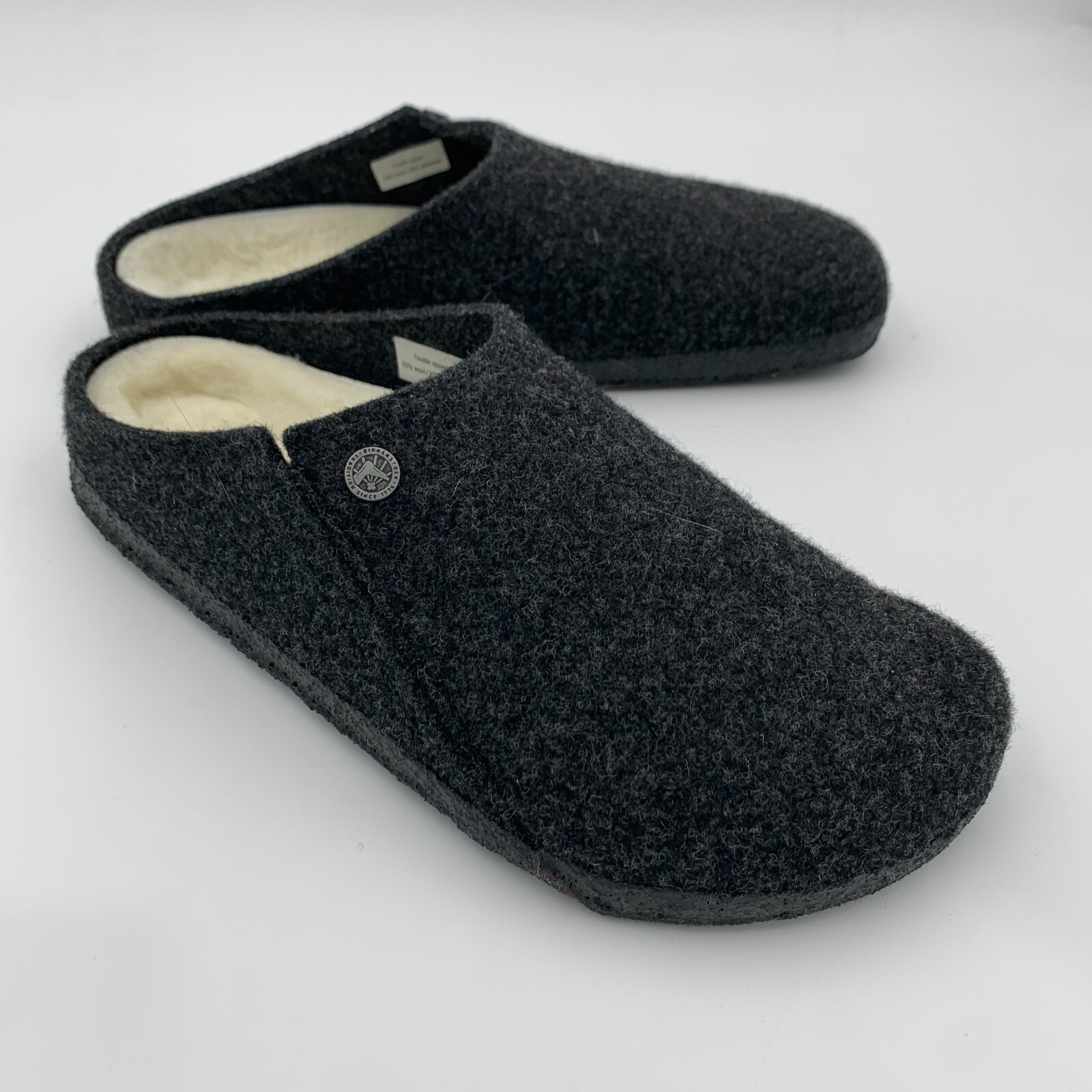 Birkenstock New w/ Box Zermatt Rivet Shearling Anthracite Wool Felt Regular