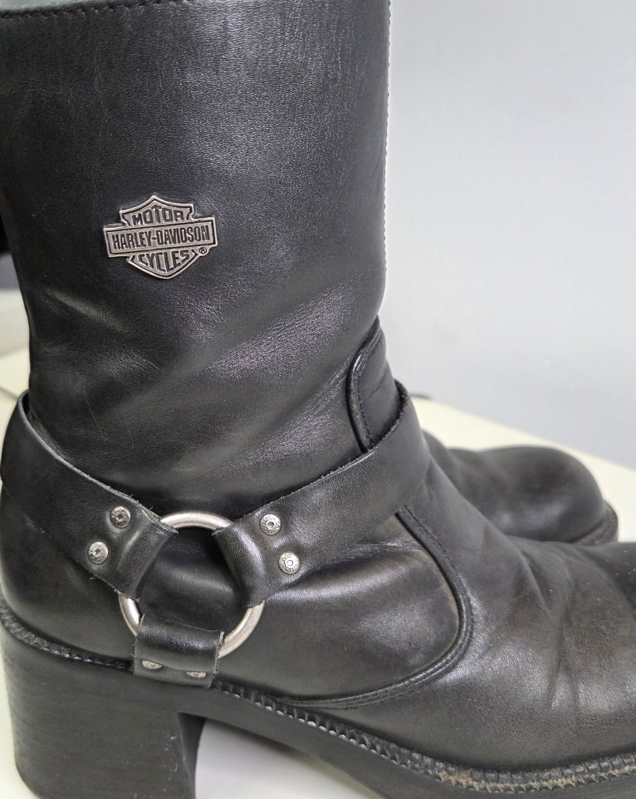 Harley Davidson Pavement Harness Boots Womens Black Leather Motorcycle Size 8.5