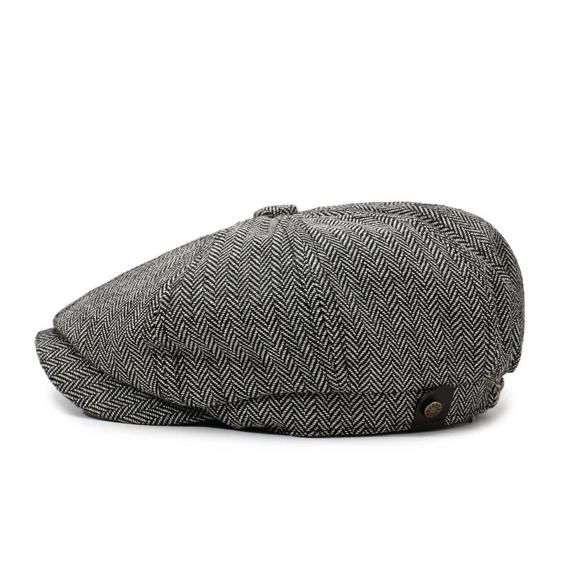 Newsboy Hat Flat Cap Driver Herringbone Tweed Plain Wool Baker Boy Classic Golf