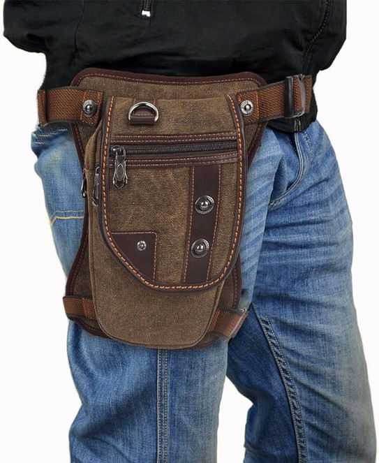 Men’s Multi-Purpose Canvas Drop Leg Bag Travel Waist Pack Motorcycle Hiking bag
