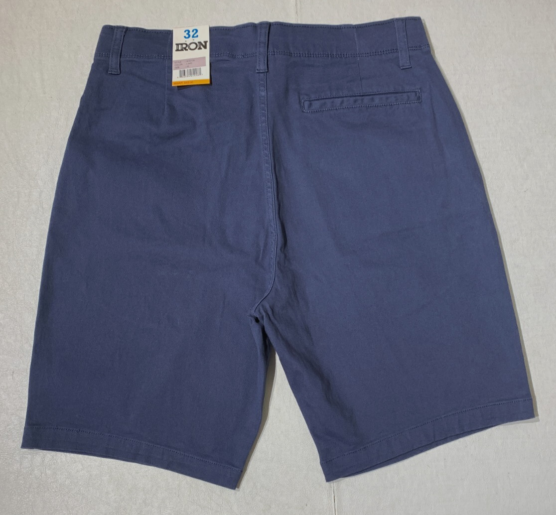 IRON CO. Men’s Stretch Fabric Flex Waist Flat Front Shorts LAKE Color All Size