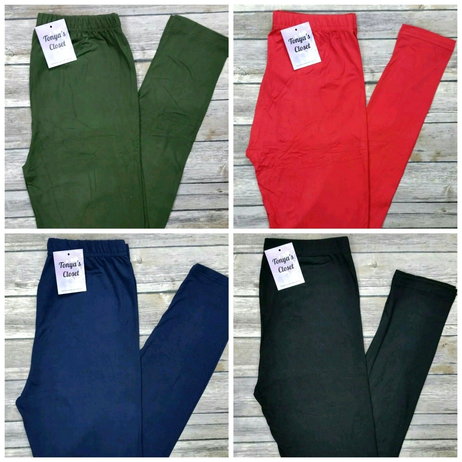 Solid Leggings Buttery Soft Black Olive Red Navy Burgundy 10+ Colors ONE SIZE OS