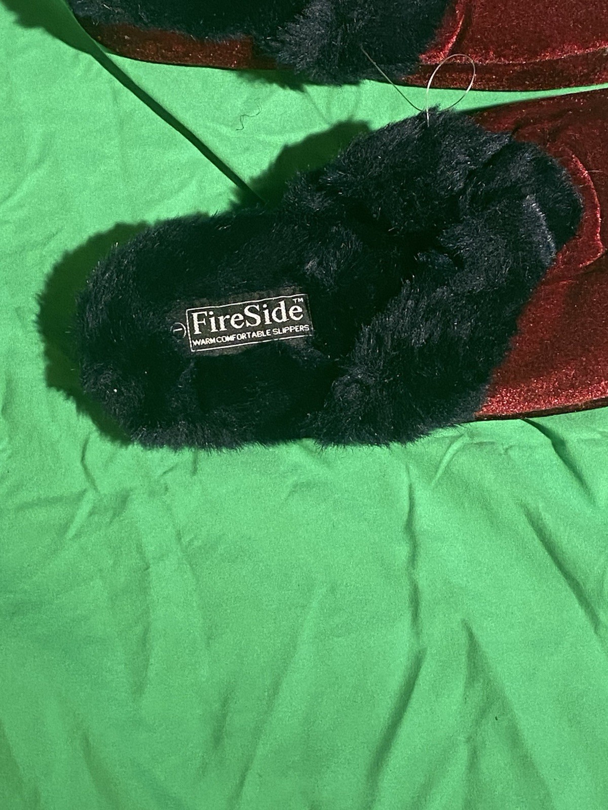 FireSide Women’s Size 6 Red/Black Mule Slip-On Slippers Faux Fur Lined
