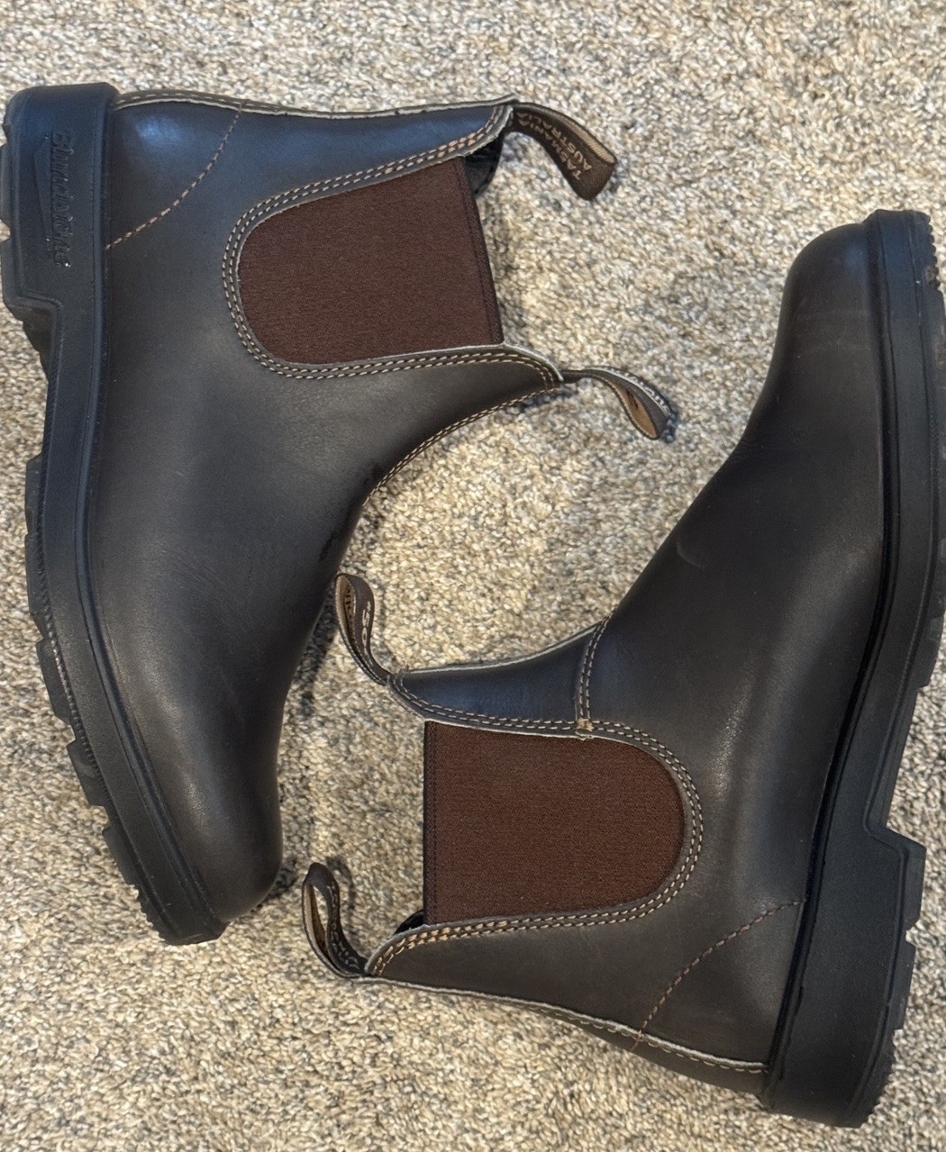 Blundstone Brown Leather Chelsea Ankle Boots Slip-On Round Toe Rubber US 9.5 D