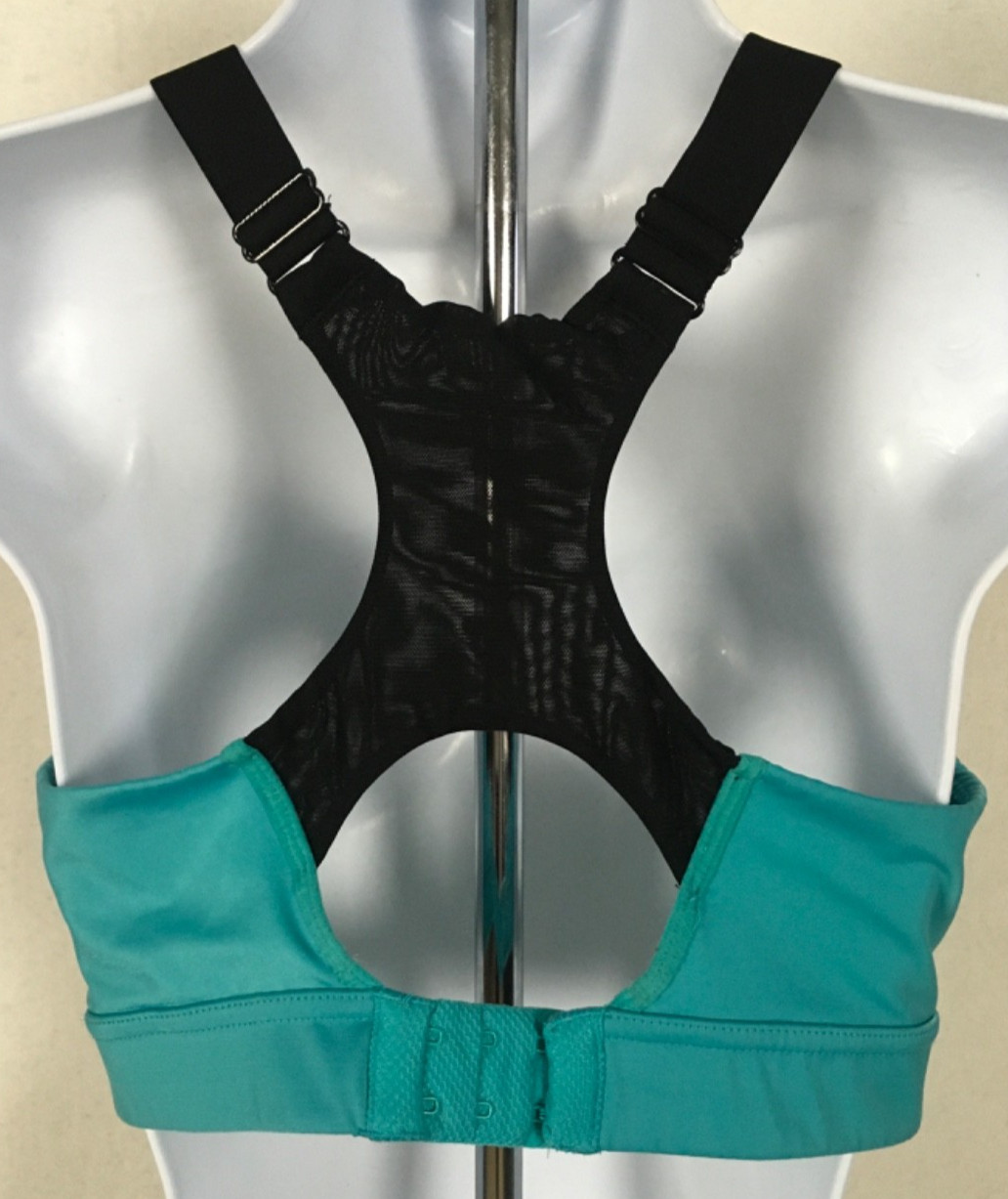 Avia Sports Bra Size 34C Blue Black Racer Back Pull On Padded Wireless