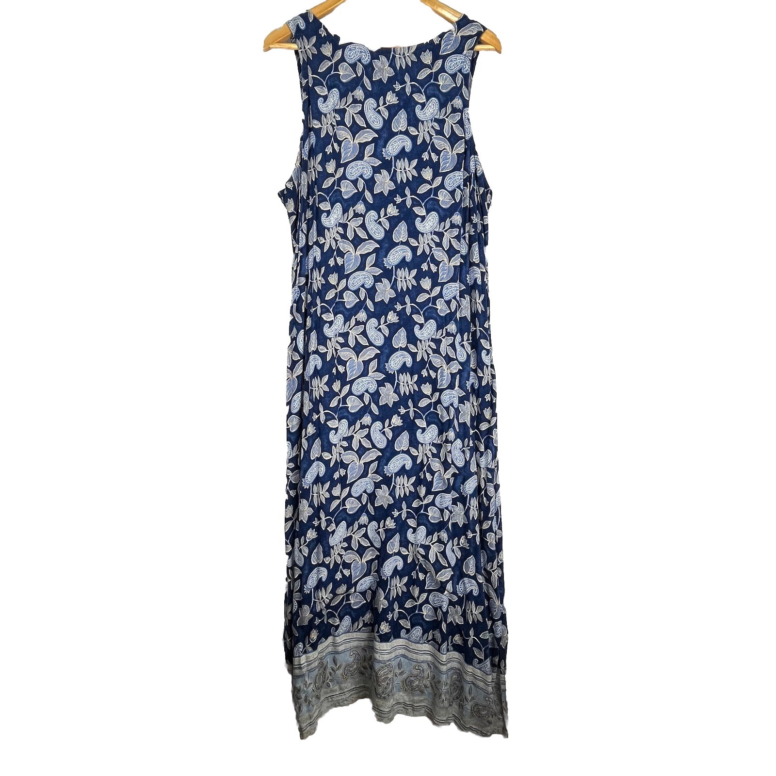 Blue Floral Paisley Maxi Dress Sleeveless Lightweight Plus Size 20