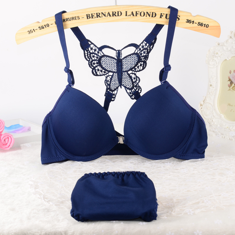 Sexy Racer Back Front Closure Bra Set Plunge Lingerie Size 32-38AB Bra + Panties