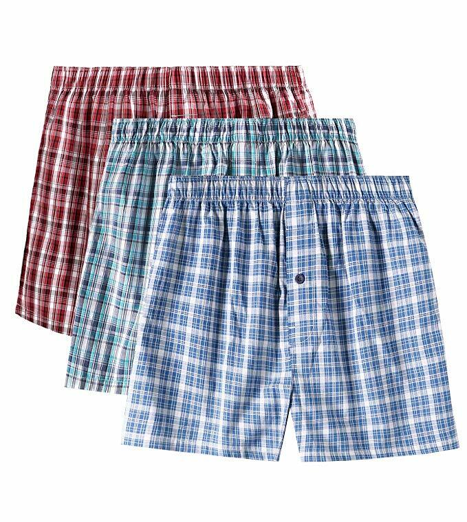 3-12 pack Men’s Checker Plaid Shorts Assorted Cotton Boxers Trunks Underwear