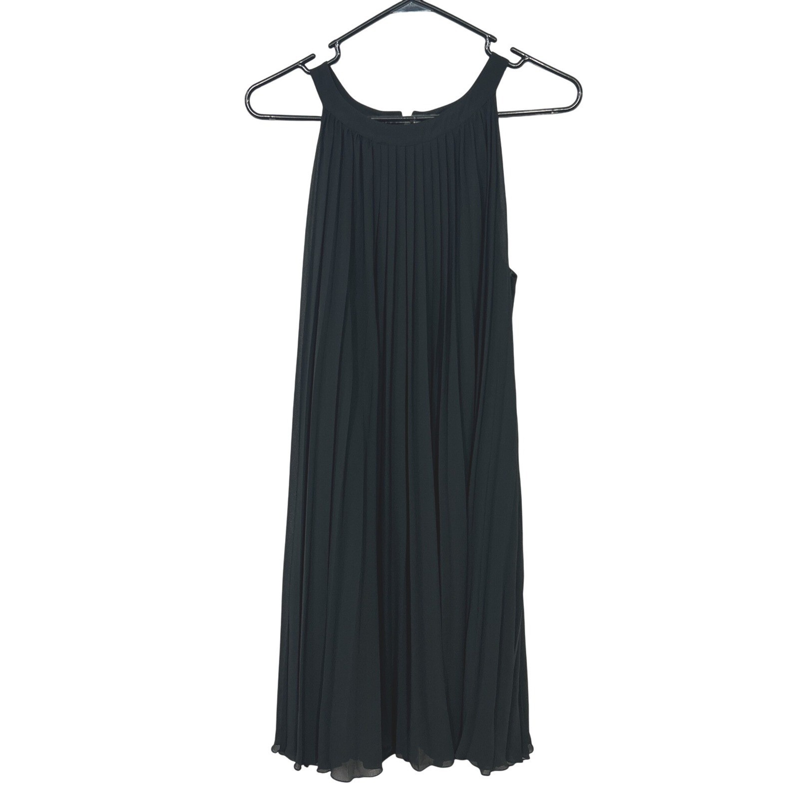 Minimalist Black Pleated Midi Dress Large Resort Vacation Travel Capsule Chic