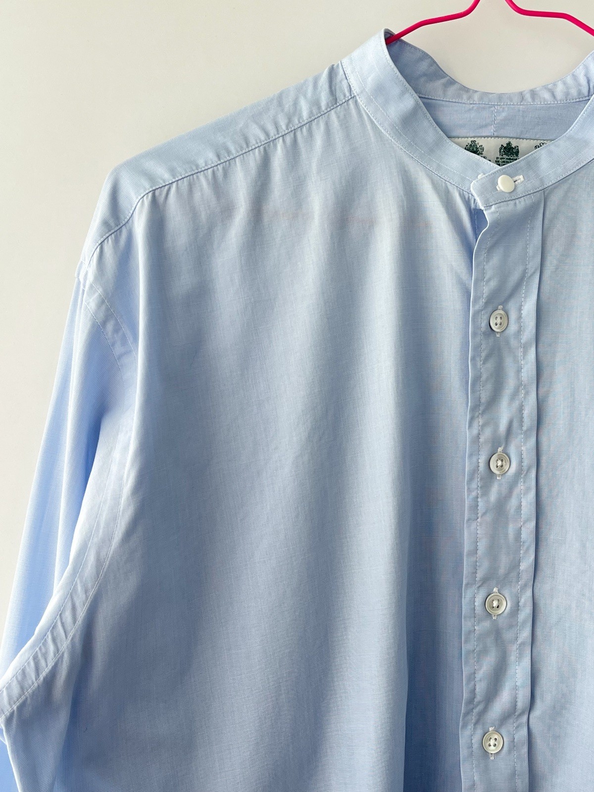 Ede & Ravenscroft Grandad Collar Shirt 15.5 39 Light Blue Cotton Royal Warrants