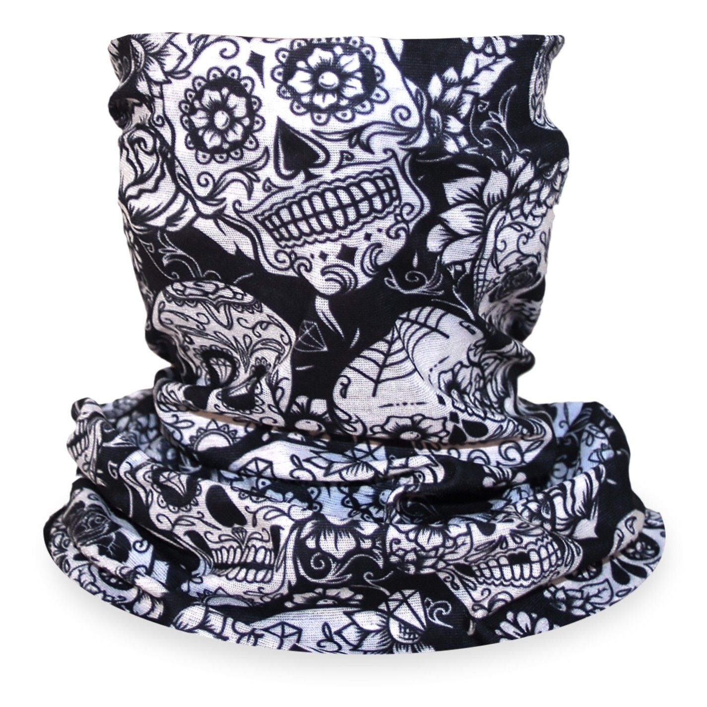 Sugar Skull Headscarf Tube Biker Face Cover Mask Neck Gaiter Bandana Balaclava