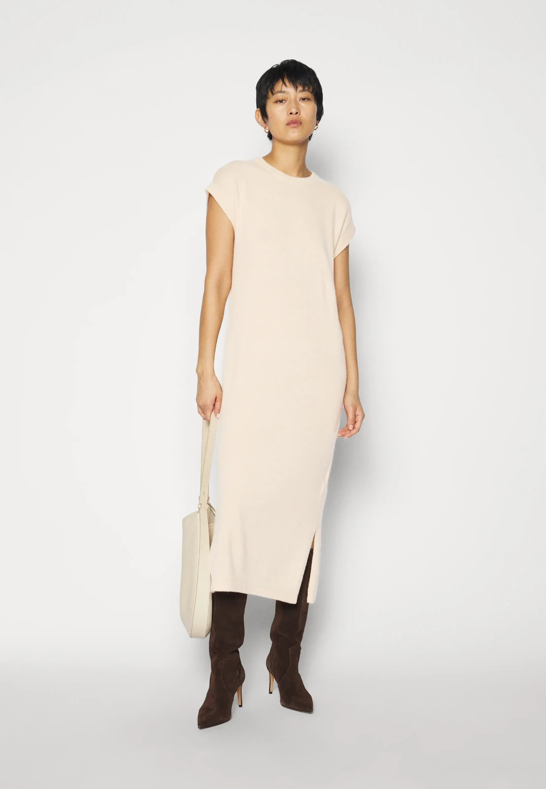 New CRUSH. 100% Soft & Warm Cashmere Winter Long Dress – Beige/Cream – S – £475