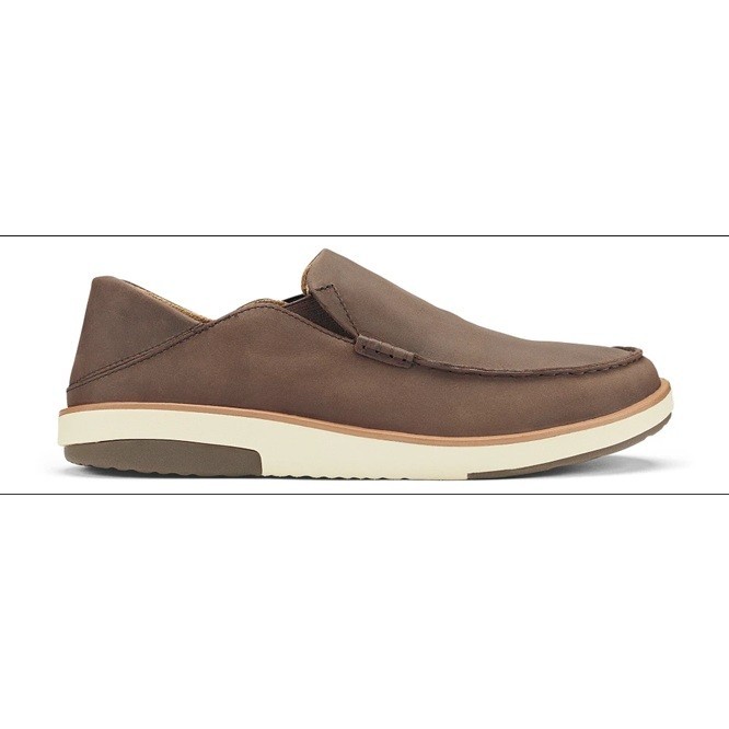 OluKai Kalia Slip On Mens 11 Dark Wood Shoes 10453-6363 Boat Nubuck Leather