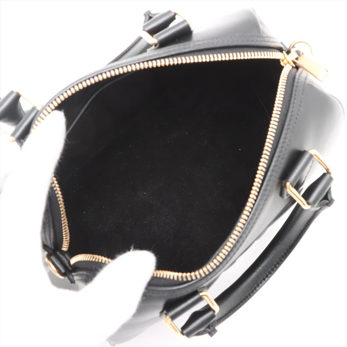 Celine Cuir Triomphe Small Boston Leather 2 Way Handbag Black