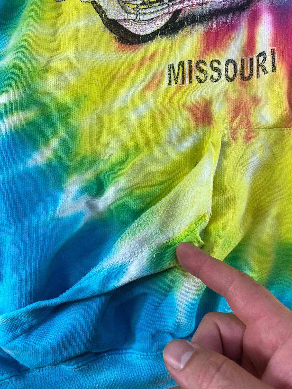 Vintage 80s 90s Tie Dye Hoody Hoodie Sweatshirt Route 66 Distressed Motorcycle