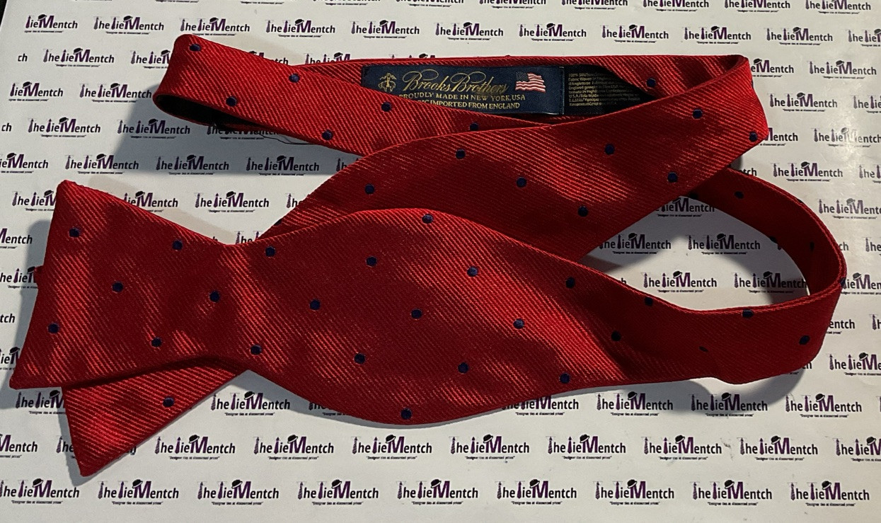 Brooks Brothers Red With Navy Polka Dot Design Self Tie Bow Tie(New-minor flaws)